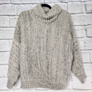 Kaffe Lydia Pullover Gray Black Speckled Women's Soft Turtleneck Sweater Medium